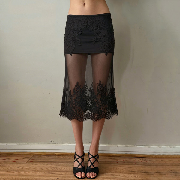 Lace See Through Mesh Skirt GPKJ-MR48089