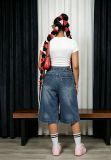 Plus Size Washed Denim Seventh Pants GYLN-5573