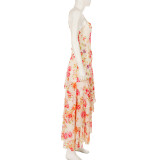 Floral Print  Backless Tie Up Irregular Dress GPKJ-MR48689