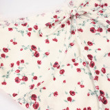 Lace Edge Print Short Sleeve Maxi Dress GPKJ-MR48786
