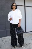 Plus Size Fashion Ruched Washed Loose Jeans GYLN-5159