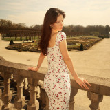 Lace Edge Print Short Sleeve Maxi Dress GPKJ-MR48786