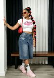 Plus Size Washed Denim Seventh Pants GYLN-5573