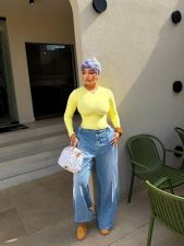 Plus Size Stripe Patchwork Straight Jeans GYLN-1058