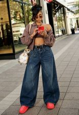 Casual Denim Loose Wide Leg Jeans GYLN-5617