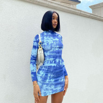 Long Sleeve Print Mini Dress GPBY-JMD0079
