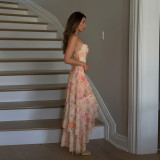 Floral Print  Backless Tie Up Irregular Dress GPKJ-MR48689