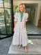 V Neck Puff Sleeve Print Maxi Dress QYXZ-9183