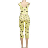 Polka Dots Print Sleeveless Seventh Pants Suit XEF-K6S07350A