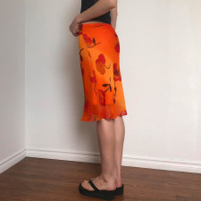 Floral-print Chiffon Mesh Midi Skirt GPKJ-MR48866