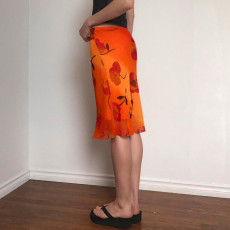 Floral-print Chiffon Mesh Midi Skirt GPKJ-MR48866