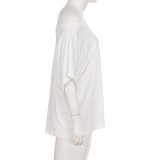 Solid Color Slash Shoulder T Shirts GPKJ-MR47002