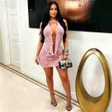 Backless Knits Sequin Mini Dress TR-1367