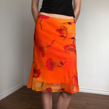 Floral-print Chiffon Mesh Midi Skirt GPKJ-MR48866