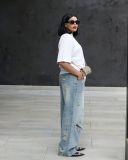 Plus Size Washed Holes Loose Jeans GYLN-3102