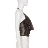 Polka Dot Print Backless Mesh Tank Tops GPKJ-MR48510