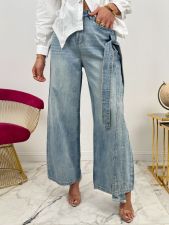 Rhinestone Bow Washed Jeans GYLN-9608