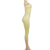 Polka Dots Print Sleeveless Seventh Pants Suit XEF-K6S07350A