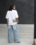 Plus Size Washed Holes Loose Jeans GYLN-3102