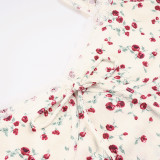 Lace Edge Print Short Sleeve Maxi Dress GPKJ-MR48786