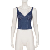 Casual Contrast Color Tank Tops Mid-pants Suit GPKJ-MR48702