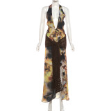 Sexy Print Backless Split Maxi Dress XEF-K6D04212A