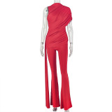 Ruched Irregular Single Shoulder Maxi Dress GJYO-JP006329