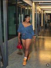 Denim Long Sleeve Two Piece Shorts Set YMEF-59085
