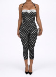 Polka Dots Print Halterneck Jumpsuit NYF-8212