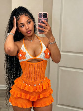 Knits Halterneck Hollow Out Romper CM-60511