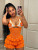 Knits Halterneck Hollow Out Romper CM-60511