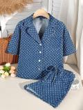 Denim Long Sleeve Two Piece Shorts Set YMEF-59085
