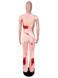 Short Sleeve Hollow Out Mesh 2 Piece Pants Set SHD-8102