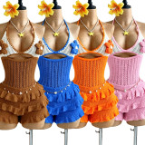 Knits Halterneck Hollow Out Romper CM-60511