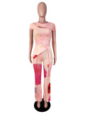 Short Sleeve Hollow Out Mesh 2 Piece Pants Set SHD-8102