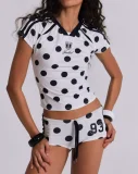 Letter Print Short Sleeve Two Piece Short Set GKYS-2534
