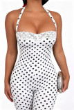 Polka Dots Print Halterneck Jumpsuit NYF-8212