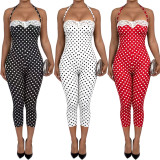 Polka Dots Print Halterneck Jumpsuit NYF-8212
