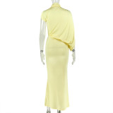 Slash Neck Irregular Maxi Dress GJYO-JD305212