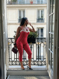 Polka Dots Print Halterneck Jumpsuit NYF-8212