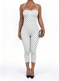 Polka Dots Print Halterneck Jumpsuit NYF-8212
