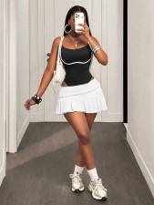 Solid Color Backless One Piece Swimsuit GHYX-TXY5335