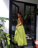 Sleeveless V Neck Halterneck Maxi Dress GANY-LB3215