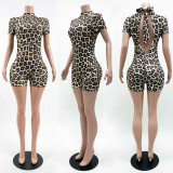 Print Backless Patchwork Romper CM-60413