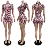 Print Backless Patchwork Romper CM-60413