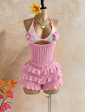 Knits Halterneck Hollow Out Romper CM-60511