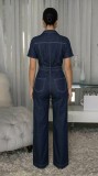 Short Sleeve Lapel Belt Jumpsuit OSM-AJ4501