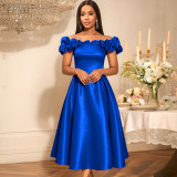 One Shoudler Ruched Sleeve Midi Dress GKEN-AM050643