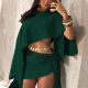 Slash Shoulder Solid Top Two Piece Skirts Set HNIF-YM127