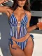Stripe Tie Up Bikinis Two Piece Swimsuit CSYZ-G617KY